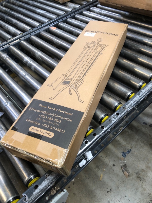 Photo 1 of COMFYHOME Fireplace Tools 5 Pcs, 32-Inch Wrought Iron Fireplace Tools Set with Ergonomic Handle, Fire Poker, Tong, Shovel, Brush, Stand for Outdoor Indoor Fire Pit, Modern Fireplace Kit, Black