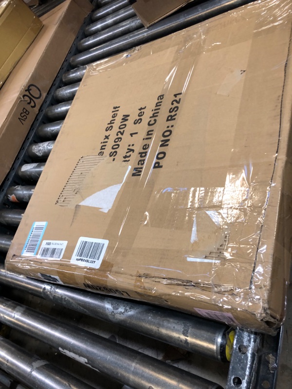 Photo 1 of JOLLYMER White Corner Wall Shelf, 20-Inch Pentagon Floating Corner Shelf with Wire Cable Hole for Bedroom, Living Room, Bathroom, Large Display Shelf for Cable Boxes/Games Consoles/TV Accessories