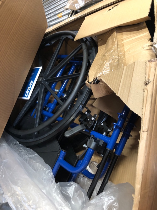 Photo 2 of Drive Medical Blue Streak Wheelchair with Flip Back Desk Arms, Swing Away Footrests,FoldingDesk Length Arms, Alloy Steel, 20 Inch Seat