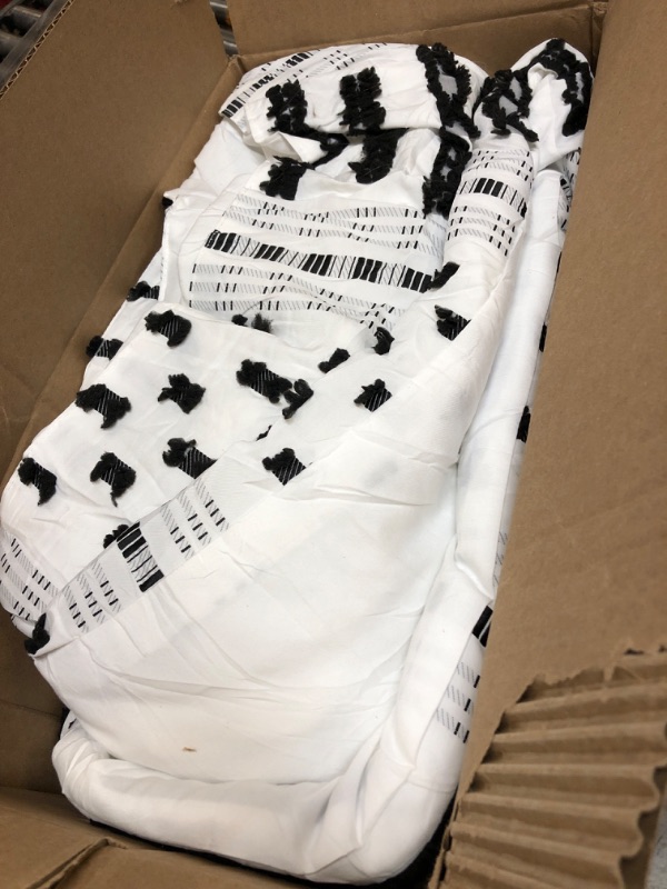 Photo 2 of AIKASY Boho Bed in a Bag 6 Pieces Twin Size, Black/White Tufted Comforter Set, Mid Century Trendy Geometric Design,All Season Cozy Cover with Sheets (Geometric spot,68"x86")