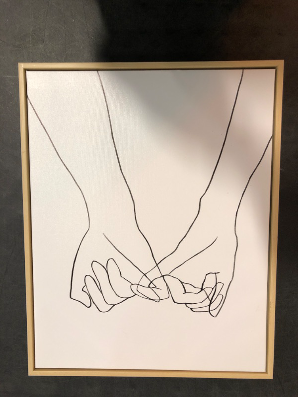 Photo 2 of HAUS AND HUES Pinky Promise Wall Art Line Drawings - Holding Hands Minimalistic Wall Art, Pinky Promise Picture, Couple Poster, Romantic Decor Line Drawing Wall Art Hand Art (Beige Frame, 12x16)