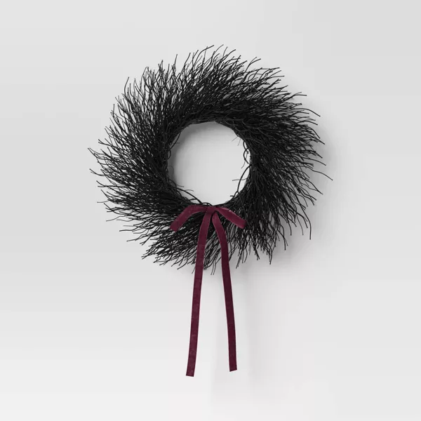 Photo 1 of 17" Fern Artificial Wreath Black - Threshold™