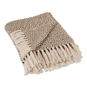 Photo 1 of Brown Double Diamond Cotton Throw 50x60