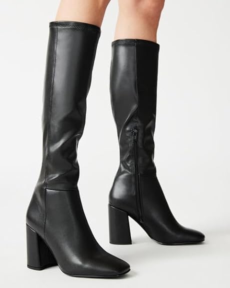 Photo 1 of Size 11 SOVANYOU Women's Faux Leather Tall Boots Fashion Square Toe Chunky Heel Knee High Boots with Side Zip