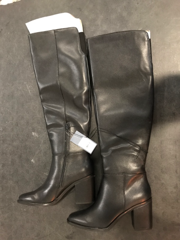 Photo 2 of Size 11 SOVANYOU Women's Faux Leather Tall Boots Fashion Square Toe Chunky Heel Knee High Boots with Side Zip