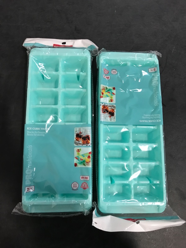 Photo 2 of GoodCook PROfreshionals Pack of 2 Plastic Ice Cube Trays Light Blue