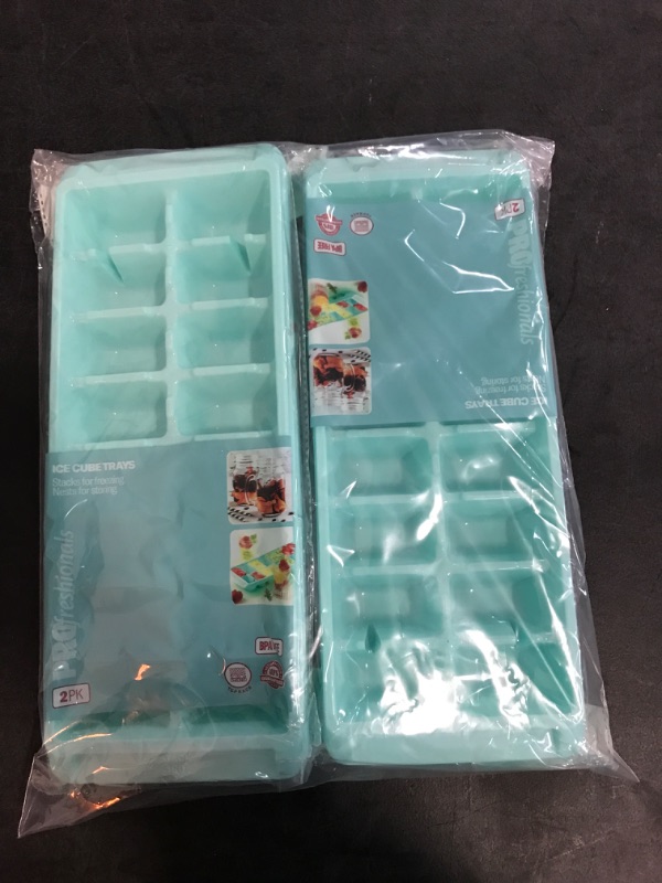 Photo 3 of GoodCook PROfreshionals Pack of 2 Plastic Ice Cube Trays Light Blue