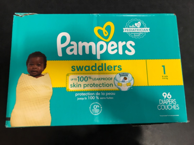 Photo 2 of  Size 1 Pampers Swaddlers Diapers - Super Pack White 