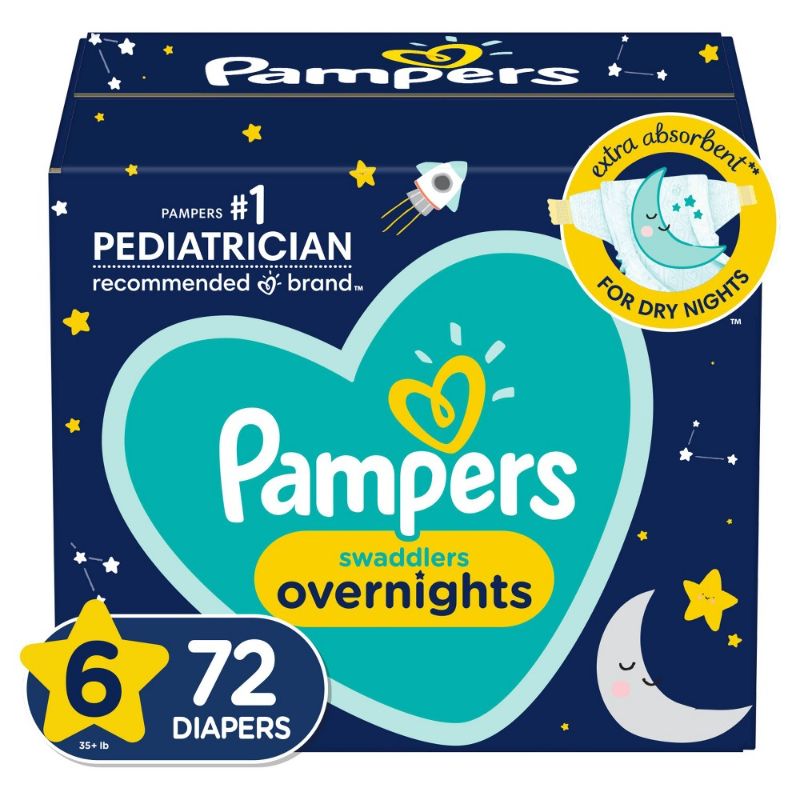 Photo 1 of Pampers Swaddlers Overnight Diapers Size 6 72 Count (Select for More Options)