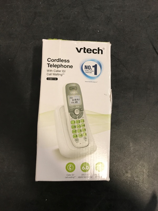 Photo 3 of Vtech CS6114 1 Handset Cordless Phone- Caller ID White