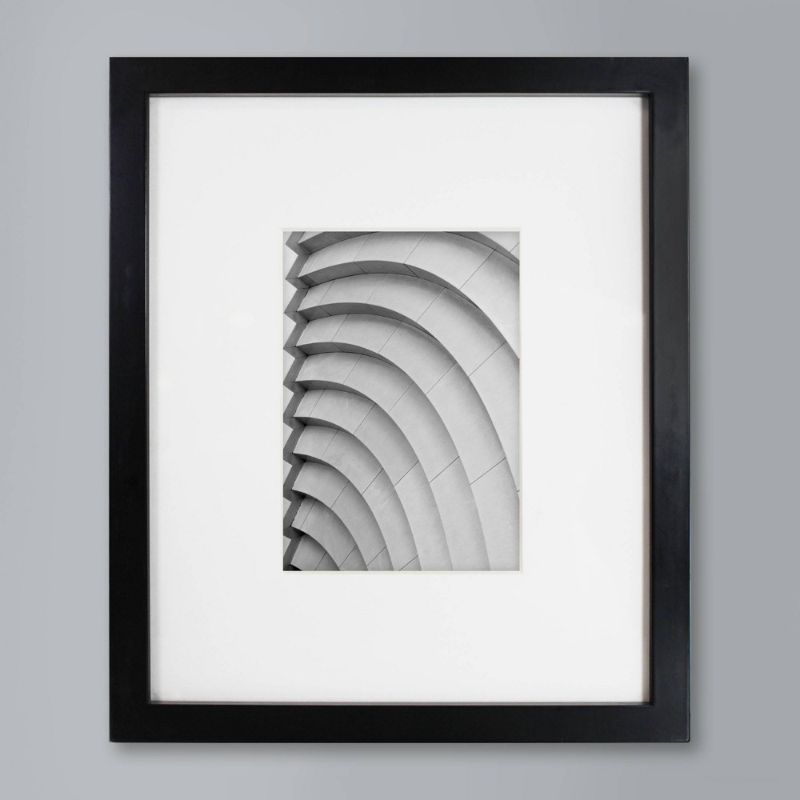 Photo 1 of 10" X 12" Matted to 5" X 7" Thin Gallery Frame Black - Threshold™: Modern Wall Decor, Beveled Acid-Free Mat