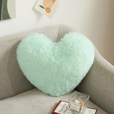 Photo 1 of XeGe Soft Plush Shaggy Decorative Throw Pillow 15 X17 Double-sided Faux Fur Heart Pillow Fluffy Heart Shaped Pillow with Insert Furry Accent Pillo