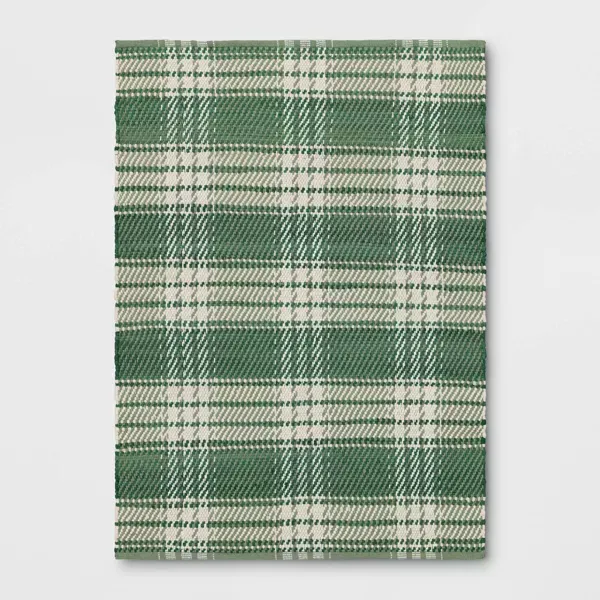 Photo 1 of 4'x5'6" Plaid Chindi Handwoven Area Rug - Room Essentials