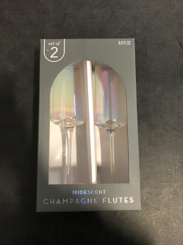 Photo 2 of Iridescent Crystal Champagne Flutes Set of 2, Perfect for Wedding, Christmas, or Valentine's Celebrations (2 SET)