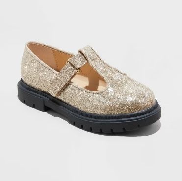 Photo 1 of Size 10 Toddler Wende Mary Jane Flats - Cat & Jack™ Rose Gold Glittery Kids Dress Shoes