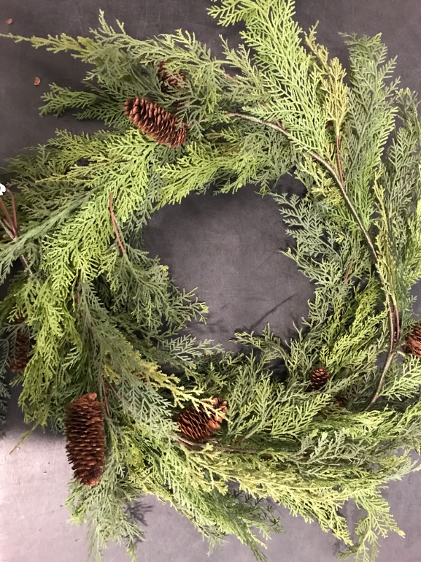 Photo 2 of Faux Cedar Drapery Christmas Garland - Hearth & Hand™ with Pinecones Indoor Garland Christmas Decor 