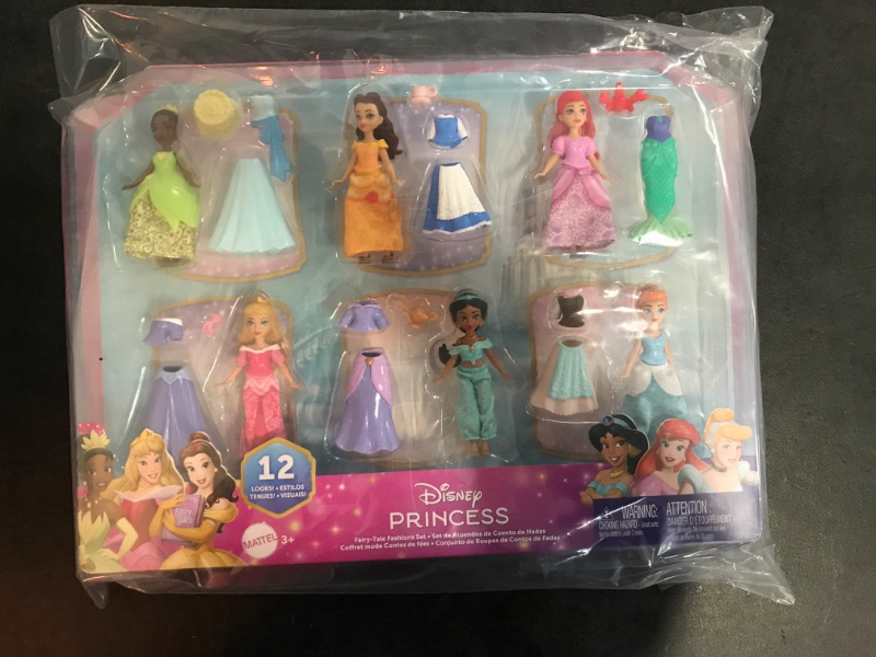 Photo 3 of Disney Princess Fairy-Tale Dolls and Fashions Toy Set Disney Princess characters Jasmine Tiana Belle Aurora and Cinderella as well as Ariel in her mermaid look and human