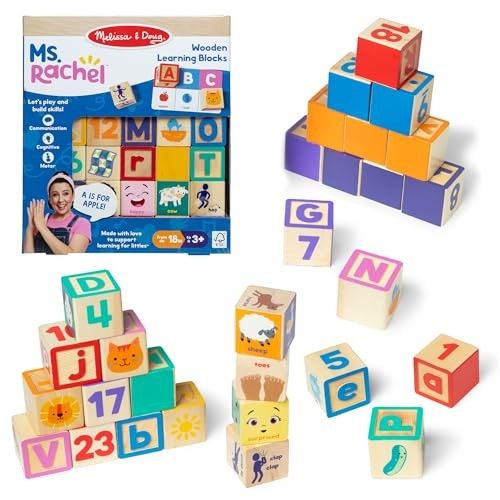 Photo 1 of Melissa & Doug Ms. Rachel Blocks + Activity Cards - Ages 1+ ABC/Number Blocks & Animals For Learning & Having Fun 