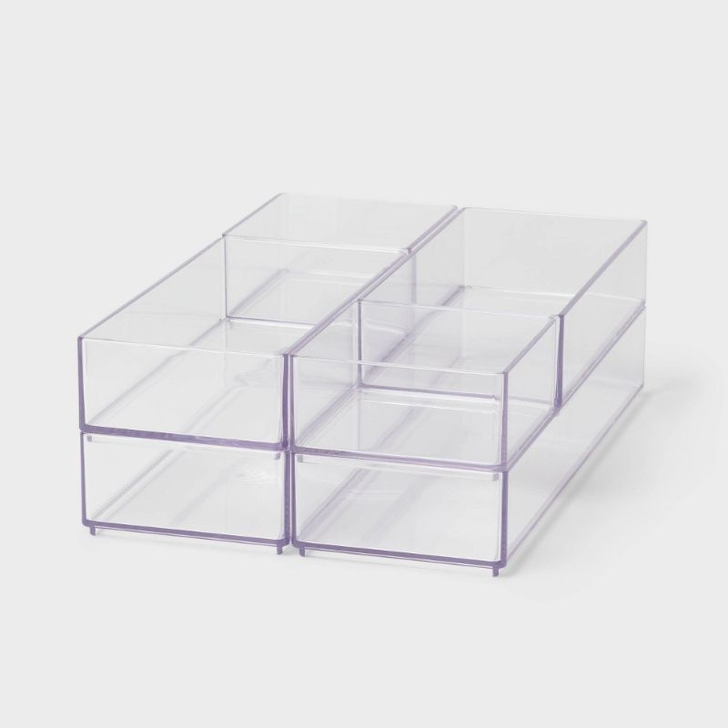 Photo 1 of Acrylic Desk Drawer Organizer Clear - Brightroom™ 6 Compartments 6 Different Sizes