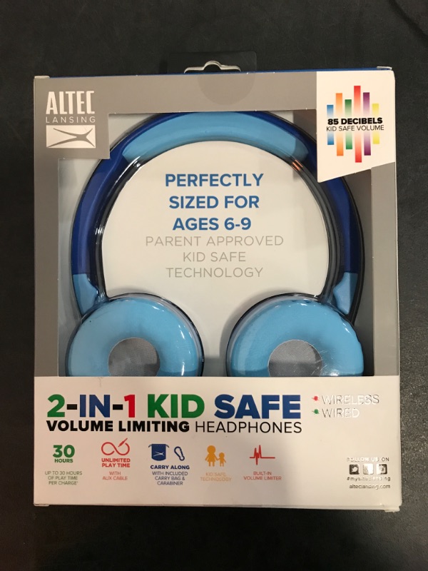 Photo 2 of 2 N 1-Light Blue Wireless Over the Head Headphone - 2-Tone Light blue & Dark Blue Up to 10-Hours of Battery Life Volume Limiting Technology  