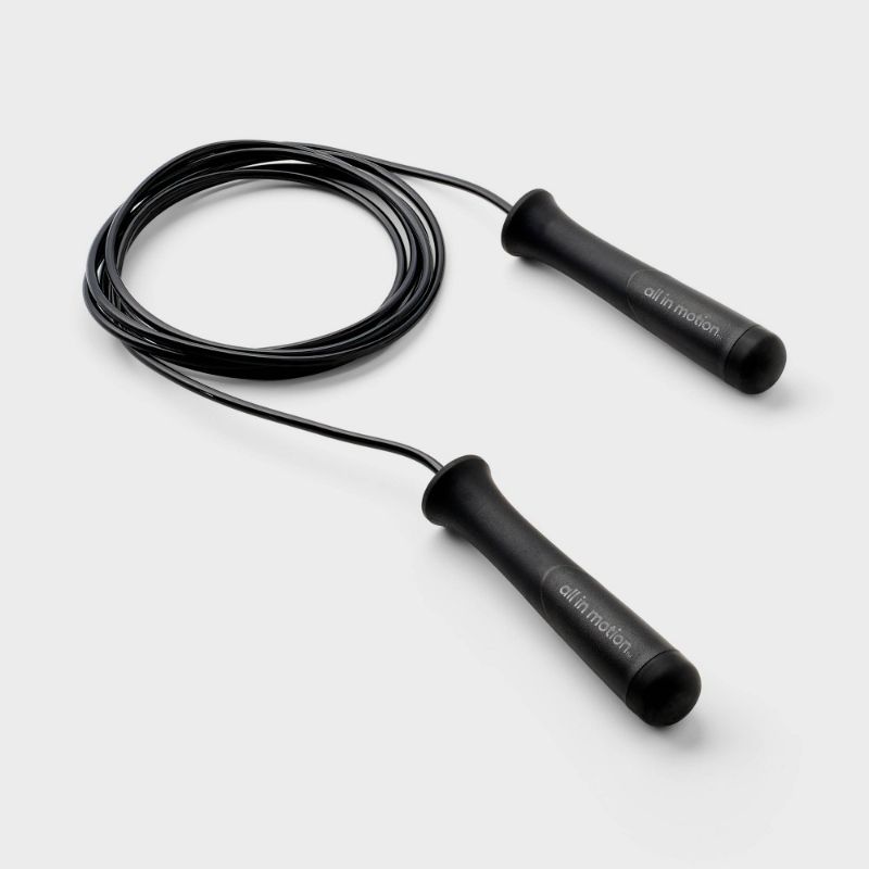 Photo 1 of 2" Weighted Jump Rope - Black - All in Motion Perfect for Arm Strengthening Cardio Exercise Nine Foot Total Length 