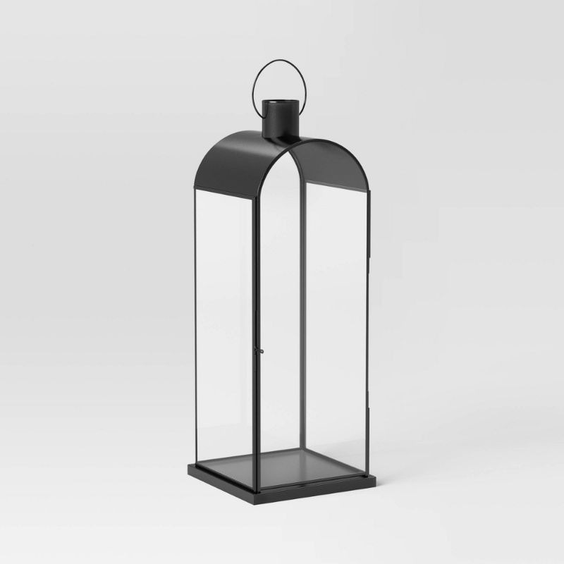 Photo 1 of Tall Metal Lantern Black - Threshold Ring on Top for Easy Hanging & Transporting Just Add a Pillar Candle & Your Done 