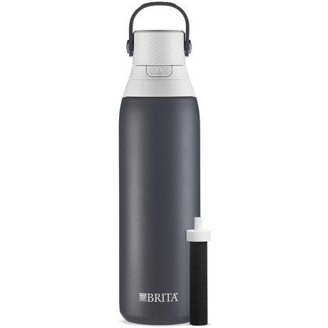 Photo 1 of Brita Stainless Steel Water Bottle with Filter, 591 Ml Premium Double Insulated Water Bottle, Carbon Carbon 591Ml