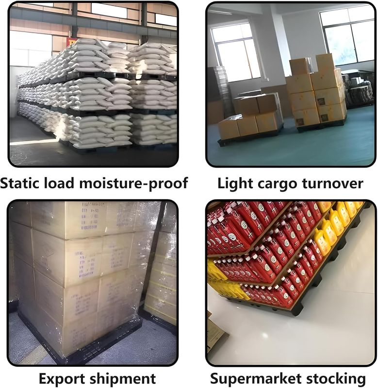 Photo 1 of 2 Pcs Plastic Pallets, Lightweight Waterproof Floor Pallet, Interlocking Storage Pad with Breathable Grids, Applicable to Indoor and Outdoor, Garages, Kitchen and Basement Black 