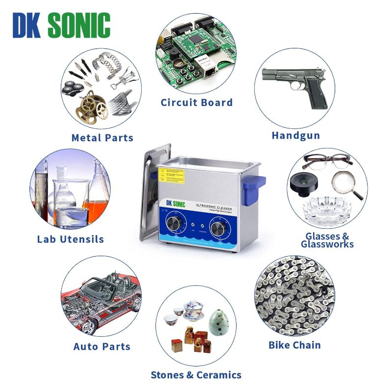 Photo 2 of DK SONIC 3L Ultrasonic Cleaner, Stainless Steel Ultrasonic Jewelry Cleaner with Cleaning Basket, Timer and Heater, Mechanical Sonic Cleaner for Cleaning Carburetor Parts Eyeglasses Coins (110V,0.79Gal) Teal Lid