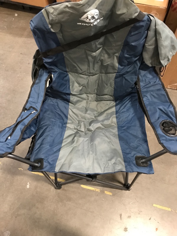 Photo 2 of Oversized Camping Chair, Fully Padded Camp Chair Outdoor Heavy Duty Folding Lawn Chair with Cooler Bag, Head and Side Pocket -Support 400 lbs (1, Blue Grey)