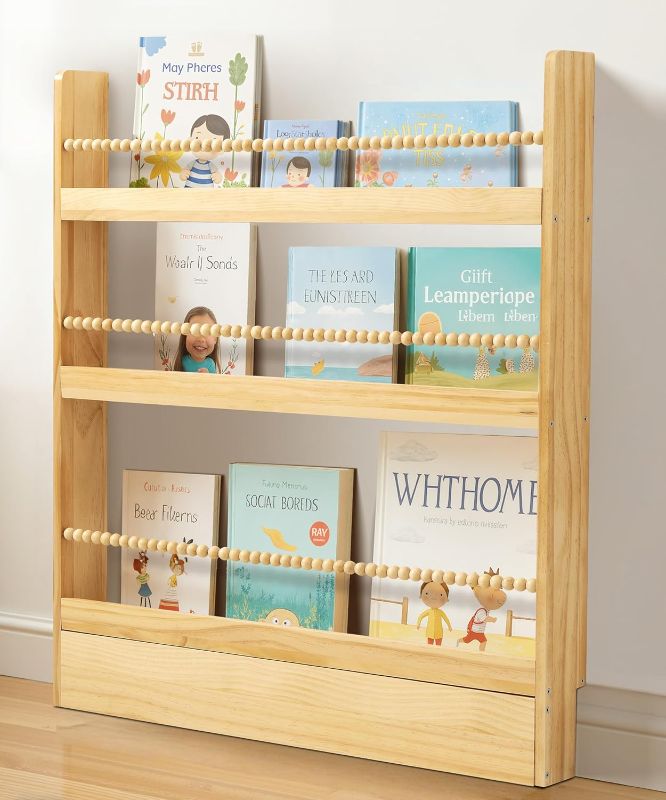 Photo 1 of SUMGAR Kids Bookshelf for Kids Rooms Nursery Bookshelves Toddler Baby Montessori Bookcase for Bedroom Reading Nook Children's Wooden Book Storage Organizer Rack for Girls Boys Daycare 3 Tier