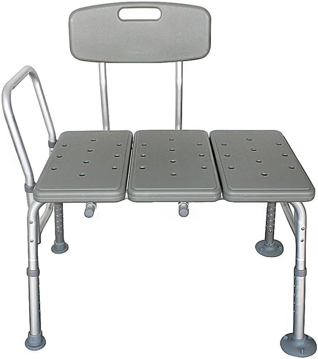 Photo 1 of Transfer Bench for Bathtub, Shower Chair with Arms and Back, Shower Bench Stool Bath Chairs for Seniors, Elderly,Disabled,10 Adjustable Heights, Non-Slip Feet, Supports up to 330Lbs, Gray
