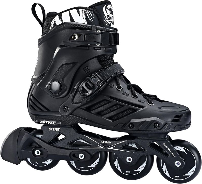 Photo 1 of Men's 6/Women's 7 Professional Inline Skates for Women Men, High Performance Roller Skates Adult Male, Comfortable breathabl Speed Racing Skates with Washable Lining, Beginner, Black