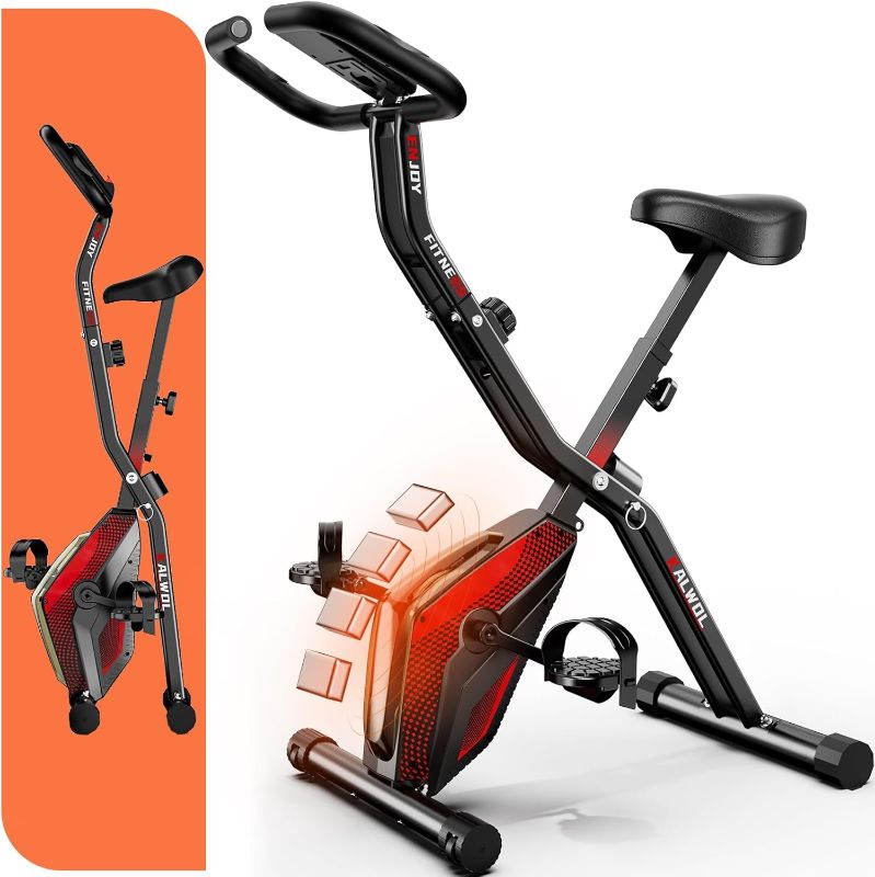 Photo 1 of Exercise Bike, 5-in-1 Foldable Stationary Bike Upgraded 16-level Magnetic Resistance 10DB Near-silent Bike Upright Indoor Cycling Bike with 350LB Capacity, Comfortable Seat Backrest