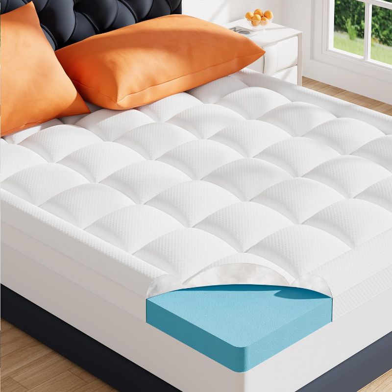 Photo 1 of Full Size Dual Layer Memory Foam Mattress Topper,2 Inch Gel Memory Foam and 1 Inch Cooling Pillow Top Mattress Pad Cover for Back Pain, Medium Support