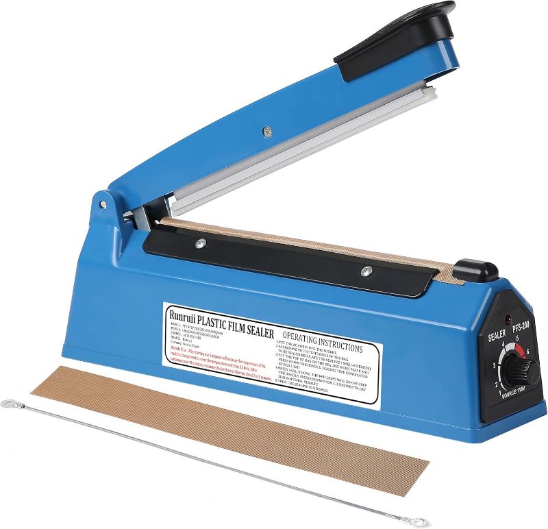 Photo 1 of Impulse Heat Sealer Manual Bags Sealer Heat Sealing Machine 12 Inch Impulse Sealer Machine for Plastic Bags PE PP Bags with Extra Replace Element Grip
