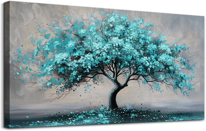 Photo 1 of KELIYUAN Canvas Wall Art For Living Room Framed Wall Decor For Bedroom Modern Office Decorations Wall Paintings Blue Green Tree Wall Pictures Artwork Wall Prints Room Home Decor Aesthetic 20"x40"