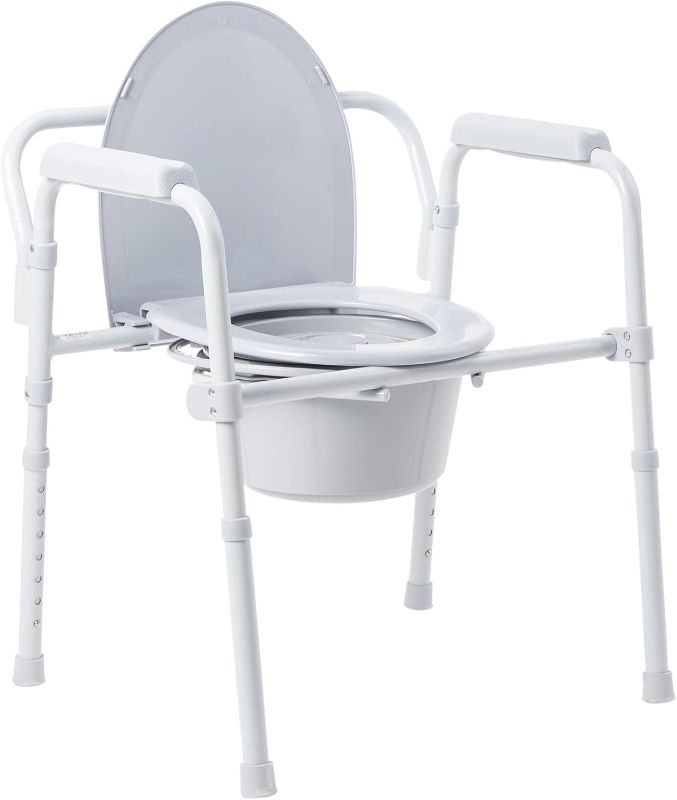 Photo 1 of McKesson 3-in-1 Commode Chair, Raised Toilet Seat, Safety Frame, Folding Steel Frame - 7.5 Qt Bucket, 350 lbs Capacity, 4 Count