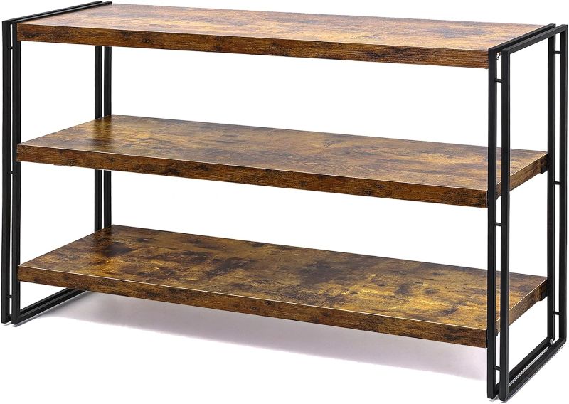 Photo 1 of HCHQHS 3-Tier Rustic Wood and Metal Industrial Bookshelf for Home Office, Bedroom, Kitchen, Bathroom - 47in