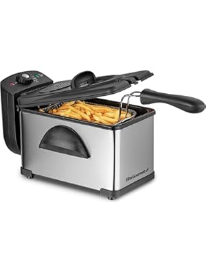 Photo 1 of Elite Gourmet EDF2100 Electric Immersion Deep Fryer Removable Basket Adjustable Temperature, Lid with Viewing Window and Odor Free Filter, 2 Quart / 8.2 cup
