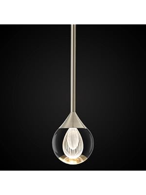 Photo 1 of 1-Light Teardrop Crystal Pendant Light, Mini LED Crystal Globe Hanging Light Fixture, Modern Ceiling Pendant Lighting for Kitchen Island Dining Room Bedroom Bar 3000K 8W Brush Nickel
