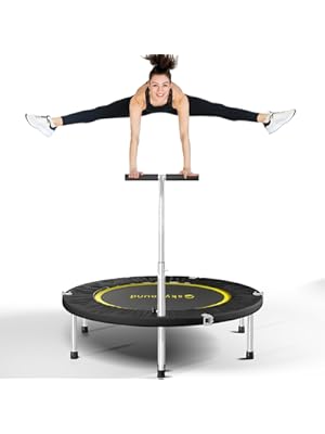 Photo 1 of SkyBound Boogie Bounce Elite Foldable Mini Trampoline Fitness Rebounder with Adjustable T-Bar Handle - Exercise Trampoline for Adult - Fitness Trampoline for Workout Trainer
