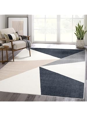 Photo 1 of Abani Rugs Gray, Cream and Beige 5 ft. X 8ft. Contemporary Rug. Repeated Triangles in Tones of Cream and Gray Inspired by mid-Century Design. Minimalistic Design Turkish Stain Resistant Area Rug.
