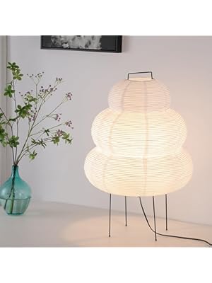 Photo 1 of Noguchi Paper Floor Lamp, Akari Rice Paper Floor Lamp for Wabi Sabi Decor, Rice Paper Floor Lamp Ideal for Bedside, Living Room, and Japandi Décor
