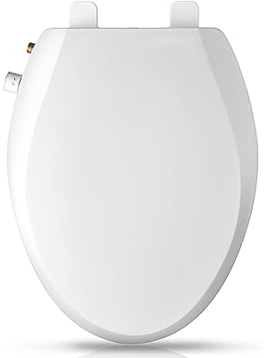 Photo 1 of Elongated Bidet Toilet Seat with Quiet-Close, Non-Electric Bidet Toilet Seat with Self Cleaning Dual Nozzles, Fit Elongated Toilet Seat, White Bidet Attachment with Brass inlet
