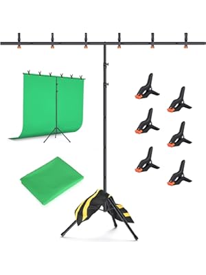 Photo 1 of Green Screen Backdrop Kit with Stand, 8x7.2ft Portable GreenScreen Background Stand, T-Backdrop Stand Kit for Streaming Video and Photography Shoots (8x7.2FT)
