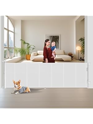 Photo 1 of Upgrade 150 inch Retractable Baby Gates Extra Wide with Reinforced Strip Design to Prevent Crawling Through, 150" Retractable Dog Gate, 34" Tall, Retractable Gate for Indoor/Outdoor
