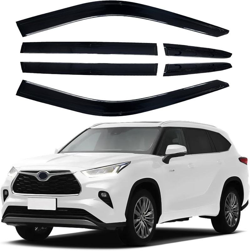 Photo 1 of Side Window Visor 6 Piece Set for Toyota Highlander 2020 2021 2022 2023 2024 Safe RAIN Out-Channel Guard Deflector Window Deflectors Vent Deflectors (for Highlander 20-24 6-Piece)
