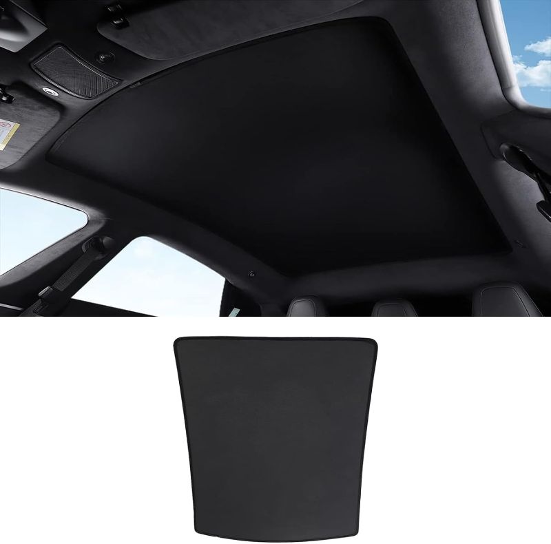 Photo 1 of LUCKEASY Sunroof Shading Net for Tesla Model S 2019-2021 Glass Roof Sunshade Car Skylight Blind Shading Net (Only for Sunroof Cannot Open)(Black)
