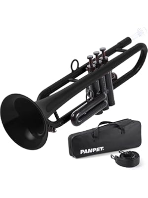 Photo 1 of Professional Plastic Bb Trumpet Standard Trumpet Set for Student Beginner With 7C Mouthpiece and 3C Mouthpiece, Bb Trumpet Instrument, Black,
